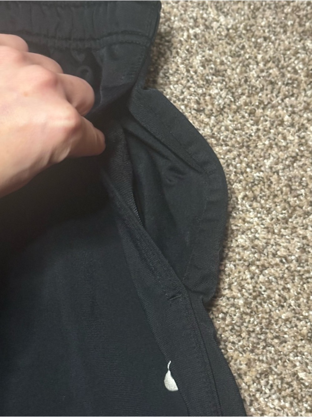 Nike Black Men’s Medium Track Pants with White Swoosh - Picture 6 of 16